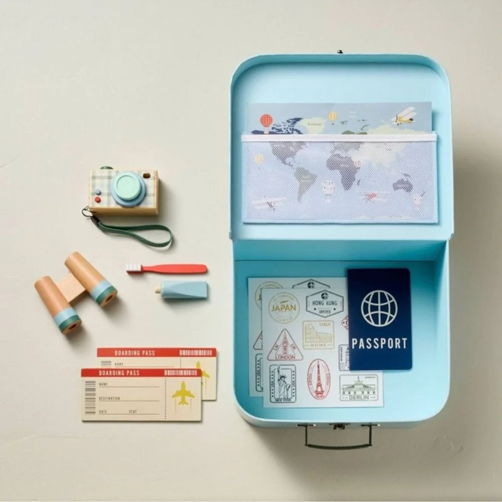 Hearth & Hand with Magnolia Toy Suitcase with Travel Accessories Passport NEW